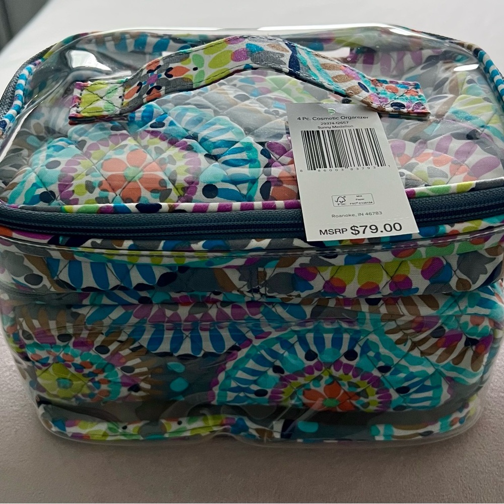 Vera Bradley Sunny Medallion 4 Piece Cosmetic Organizer New